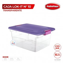 CAJA LOK-IT N° 10 TRANSPARENTE C/TAPA COLOR