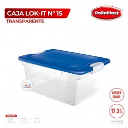CAJA LOK-IT N° 15 TRANSPARENTE C/TAPA COLOR
