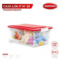 CAJA LOK-IT N° 20 TRANSPARENTE C/TAPA COLOR