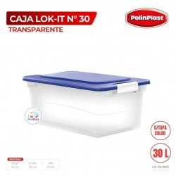CAJA LOK-IT N° 30 TRANSPARENTE C/TAPA COLOR