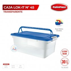 CAJA LOK-IT N° 45 TRANSPARENTE C/TAPA COLOR C/ASAS