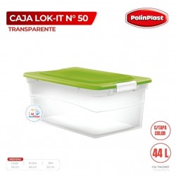 CAJA LOK-IT N° 50 TRANSPARENTE C/TAPA COLOR