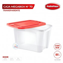 CAJA MEGABOX N° 70 TRANSPARENTE C/TAPA COLOR (68 LTS)