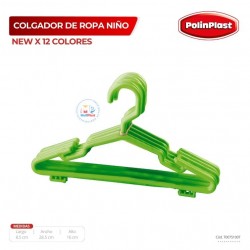 COLGADOR DE ROPA NIÑO NEW X 12 COLORES