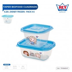 TAPER BIOFOOD CUADRADO 0.28 L DISNEY FROZEN - PACK X 6