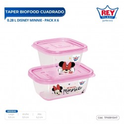TAPER BIOFOOD CUADRADO 0.28 L DISNEY MINNIE - PACK X 6