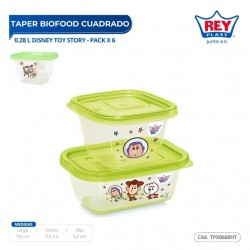 TAPER BIOFOOD CUADRADO 0.28 L DISNEY TOY STORY - PACK X 6