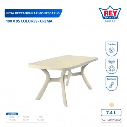 MESA RECTANGULAR MONTECARLO 190 X 95 COLORES