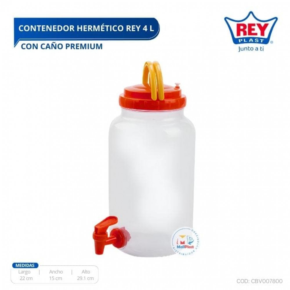CONTENEDOR HERMETICO REY 4 L C/ CAÑO PREMIUM