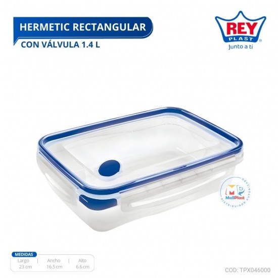 HERMETIC RECTANGULAR C/ VALVULA 1.4 L HERMETIC RECTANGULAR C/ VALVULA 1.4 L