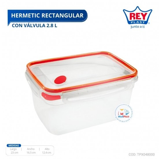 HERMETIC RECTANGULAR C/ VALVULA 2.8 L HERMETIC RECTANGULAR C/ VALVULA 2.8 L