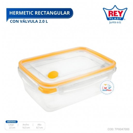 HERMETIC RECTANGULAR C/ VALVULA 2.0 L HERMETIC RECTANGULAR C/ VALVULA 2.0 L